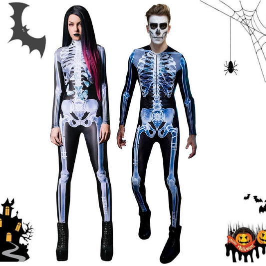 Male / M 3D Skeleton Halloween Costume - skyjackerz