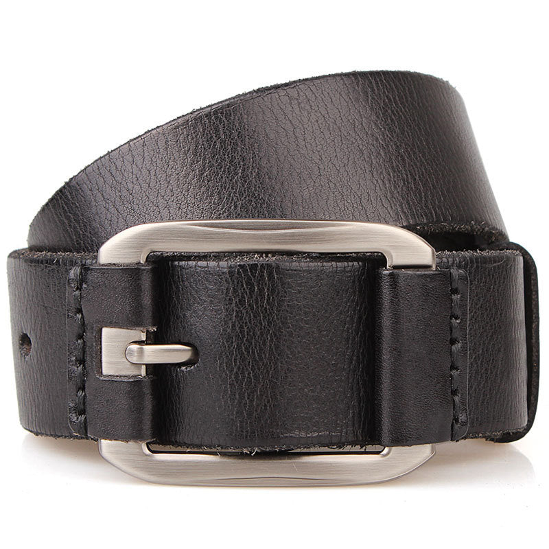 Black / 105 cm Men's Casual Belt - Natural Genuine Leather - skyjackerz