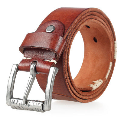 Khaki / 105 Men's Designer Retro Genuine Leather Belt - skyjackerz