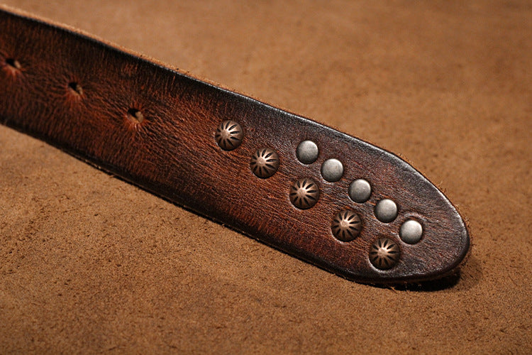 Brown / 105 cm Punk Style Men's Pin Buckle Leather Belt - skyjackerz