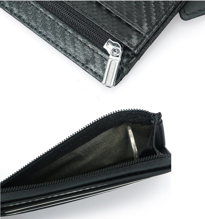 Black Leather Men's Mini RFID Blocking Retro Wallet - skyjackerz