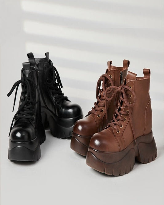 Women's Real Cow Leather Retro Boots - skyjackerz