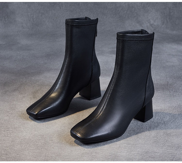 Sheepskin Leather Mid-Calf Boots - skyjackerz