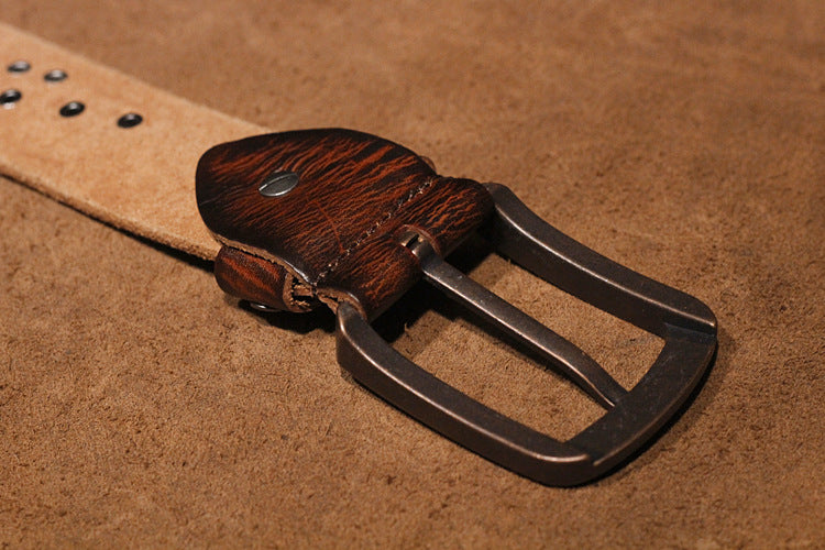 Brown / 105 cm Punk Style Men's Pin Buckle Leather Belt - skyjackerz