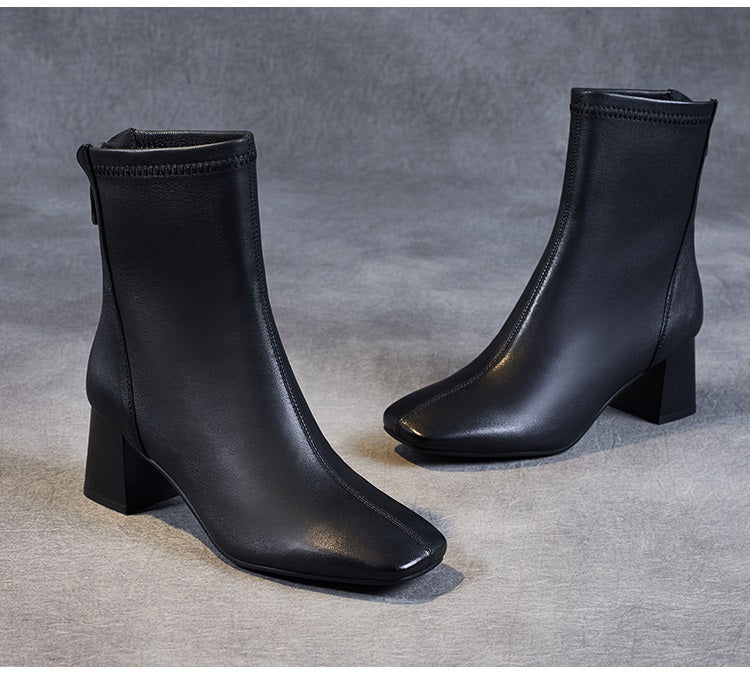 Sheepskin Leather Mid-Calf Boots - skyjackerz