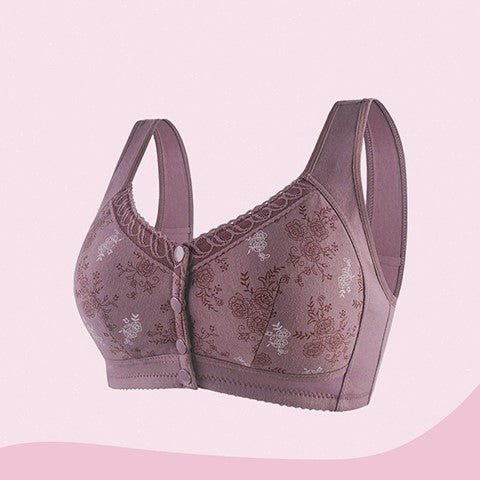 Purple / L Cotton Front Closure Bra - skyjackerz