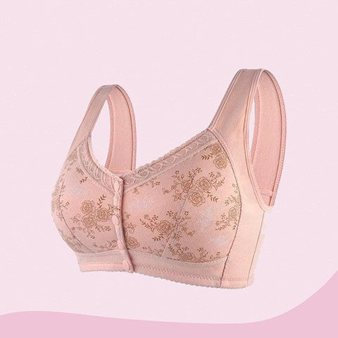 Pink / L Cotton Front Closure Bra - skyjackerz