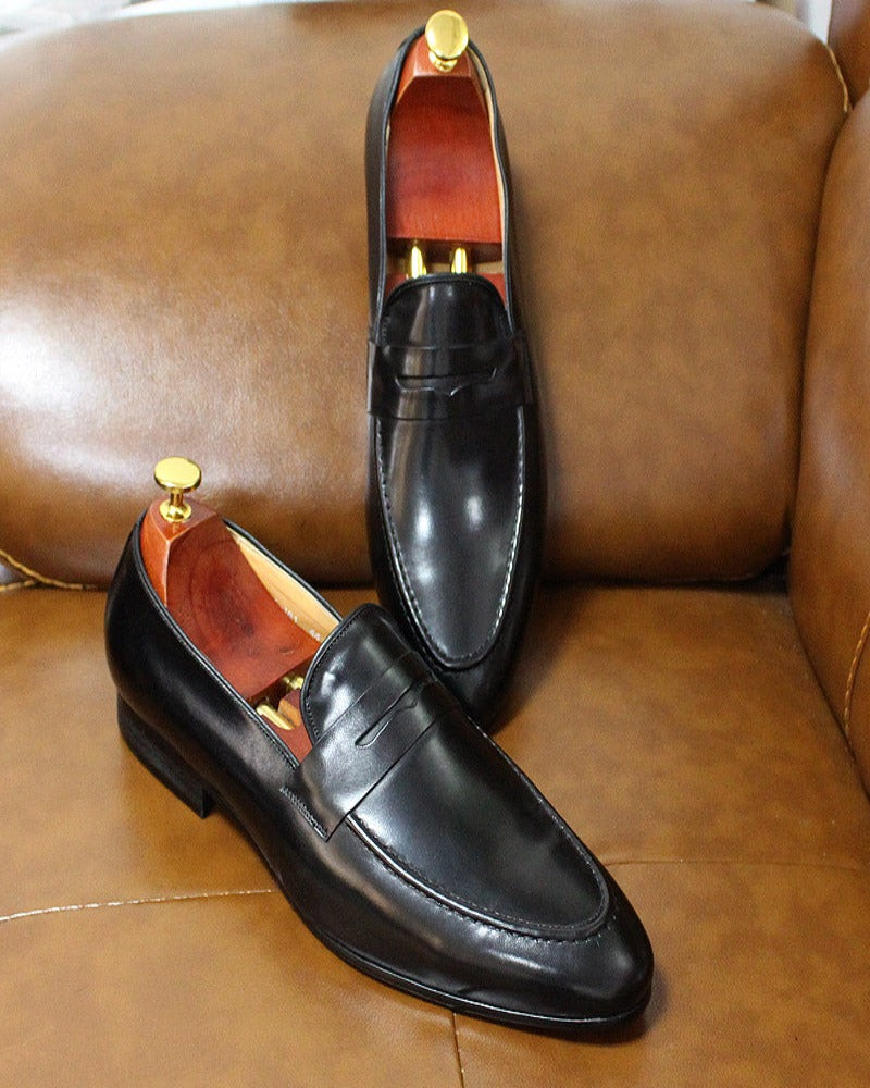 Black / 7 Men's Leather Casual Dress Shoes - skyjackerz