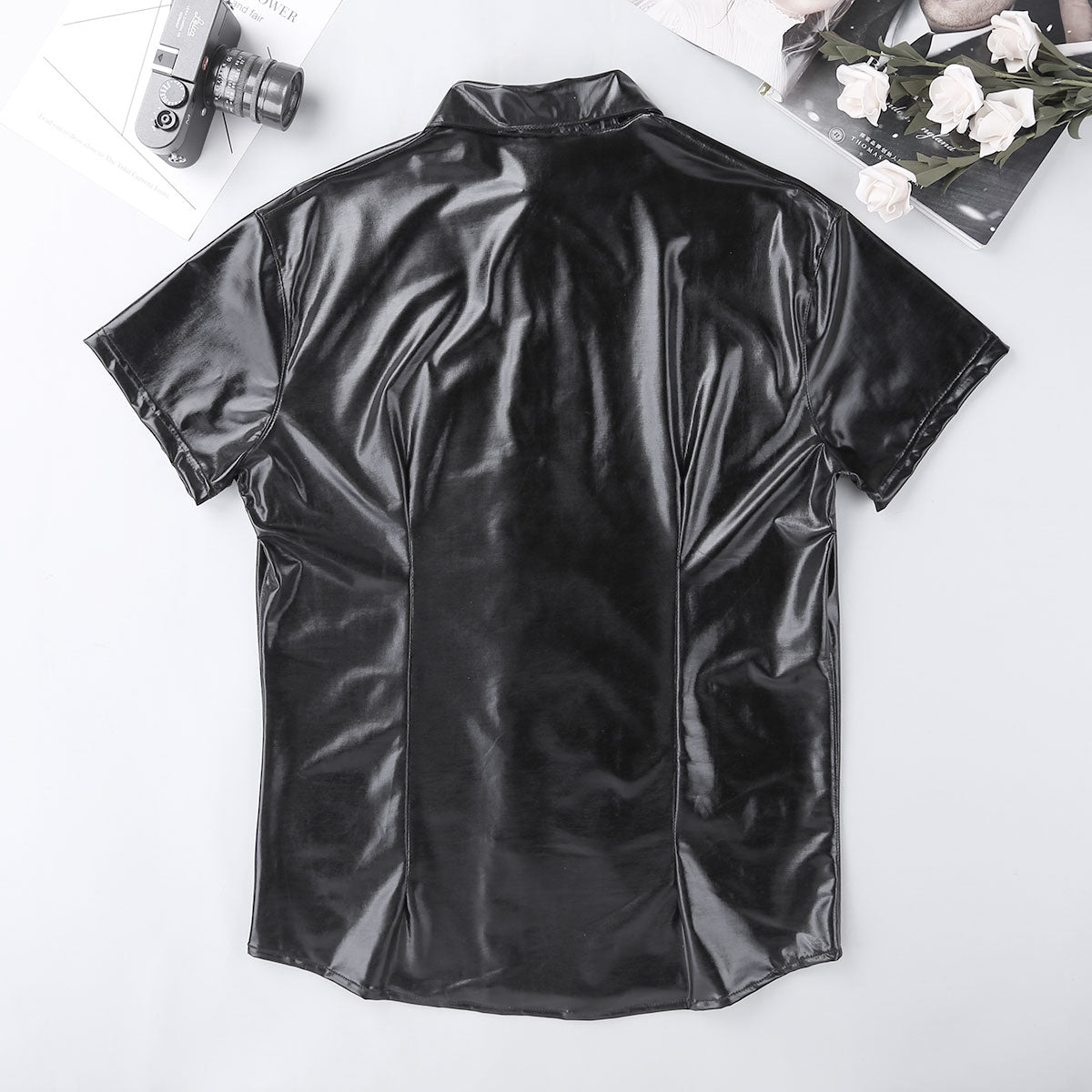 Men's Leather Metallic Club Top - skyjackerz