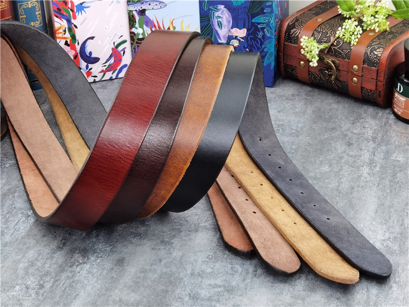 Yellow Brown / 95 cm Luxury Carved Leather Belt for Men - Floral Design - skyjackerz