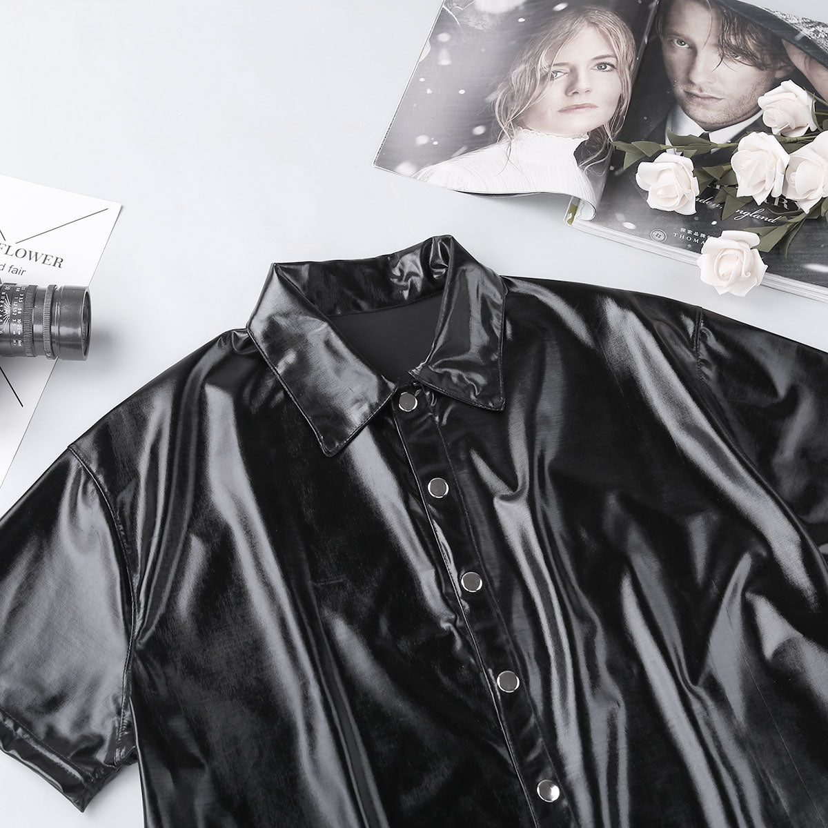 Men's Leather Metallic Club Top - skyjackerz