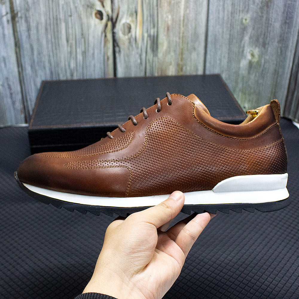 Men's Leather Lace-Up Sneakers - skyjackerz