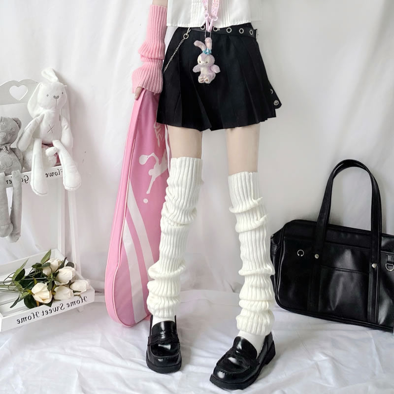 White-70cm Women's Cozy Knit Boot Stockings - skyjackerz