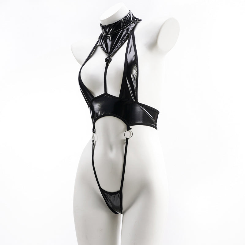 Women's Leather One-Piece Bodysuit - skyjackerz