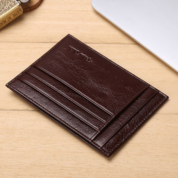 Black Leather Men's Mini RFID Blocking Retro Wallet - skyjackerz