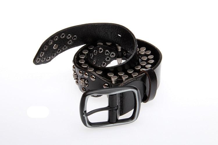 Black / 105 cm Unique Bullet Design Genuine Leather Belt for Men - skyjackerz