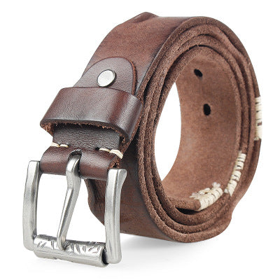 Khaki / 105 Men's Designer Retro Genuine Leather Belt - skyjackerz