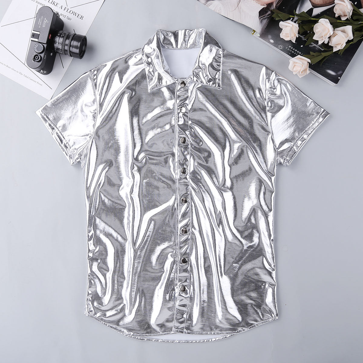 Men's Leather Metallic Club Top - skyjackerz