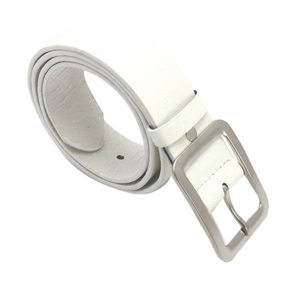 White Men's Trendy Faux Leather Waist Strap Belt - skyjackerz