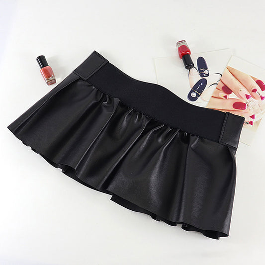 Black Women Leather Pleated Skirt Belt - skyjackerz