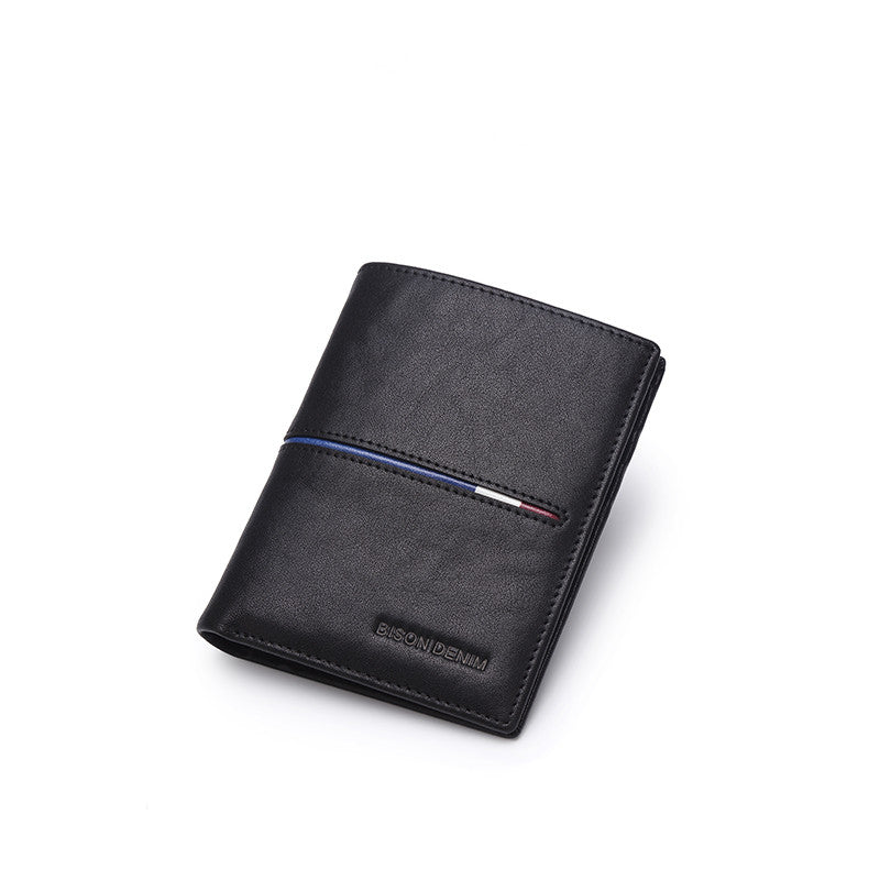 Black / Short Men's Classic Designer Leather Wallet - skyjackerz