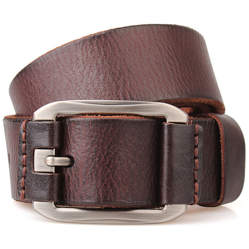 Brown / 105 cm Men's Casual Belt - Natural Genuine Leather - skyjackerz