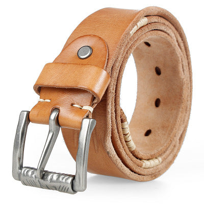 Khaki / 105 Men's Designer Retro Genuine Leather Belt - skyjackerz