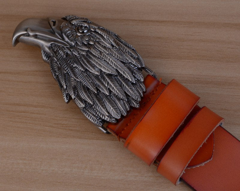 Style 1 - Black / 100 cm Designer Vintage Leather Belt for Men - Eagle Design - skyjackerz