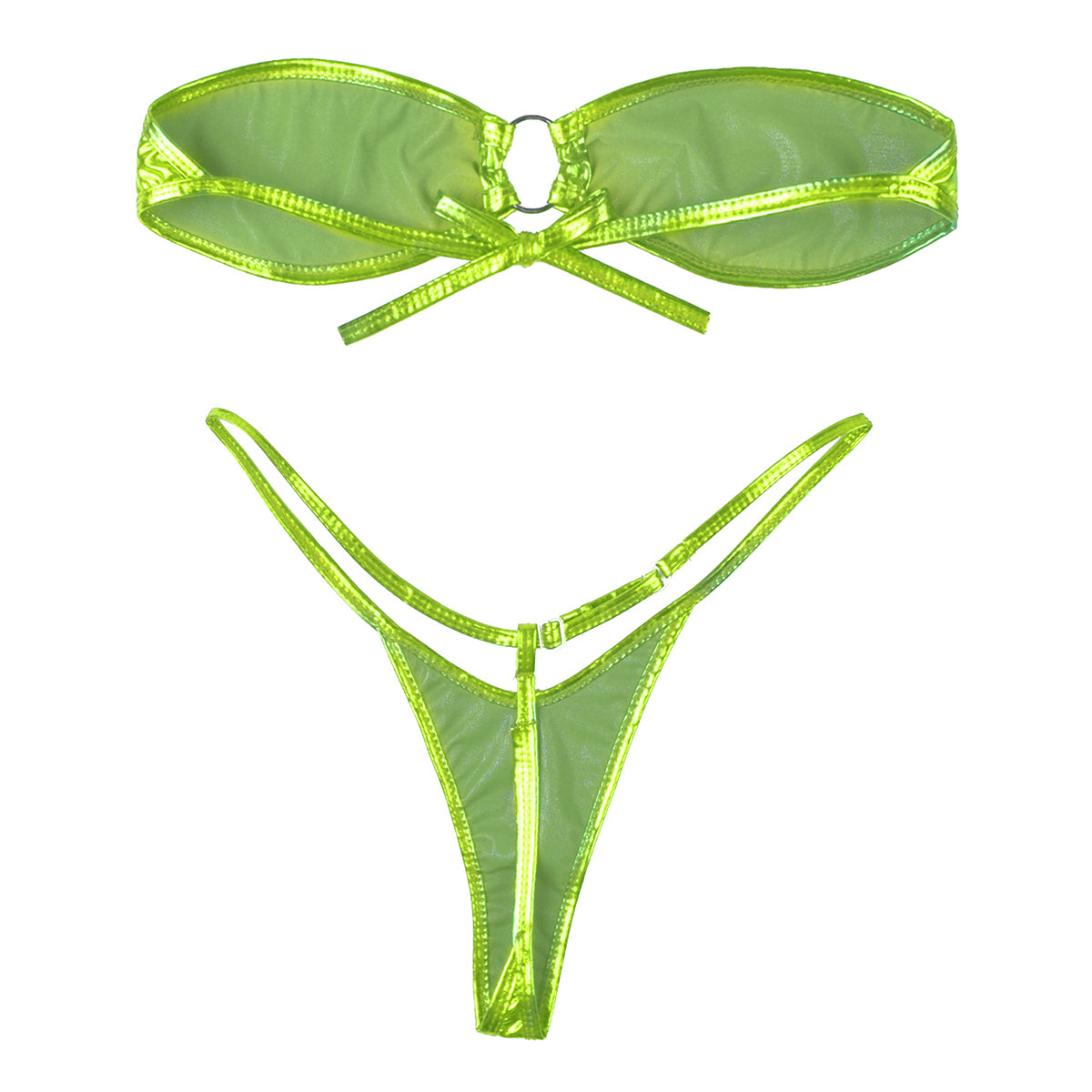 Women's Shiny Leather Bikini Set - skyjackerz