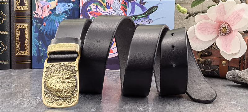 Brass Chief Cowboy Leather Belt For Men - skyjackerz