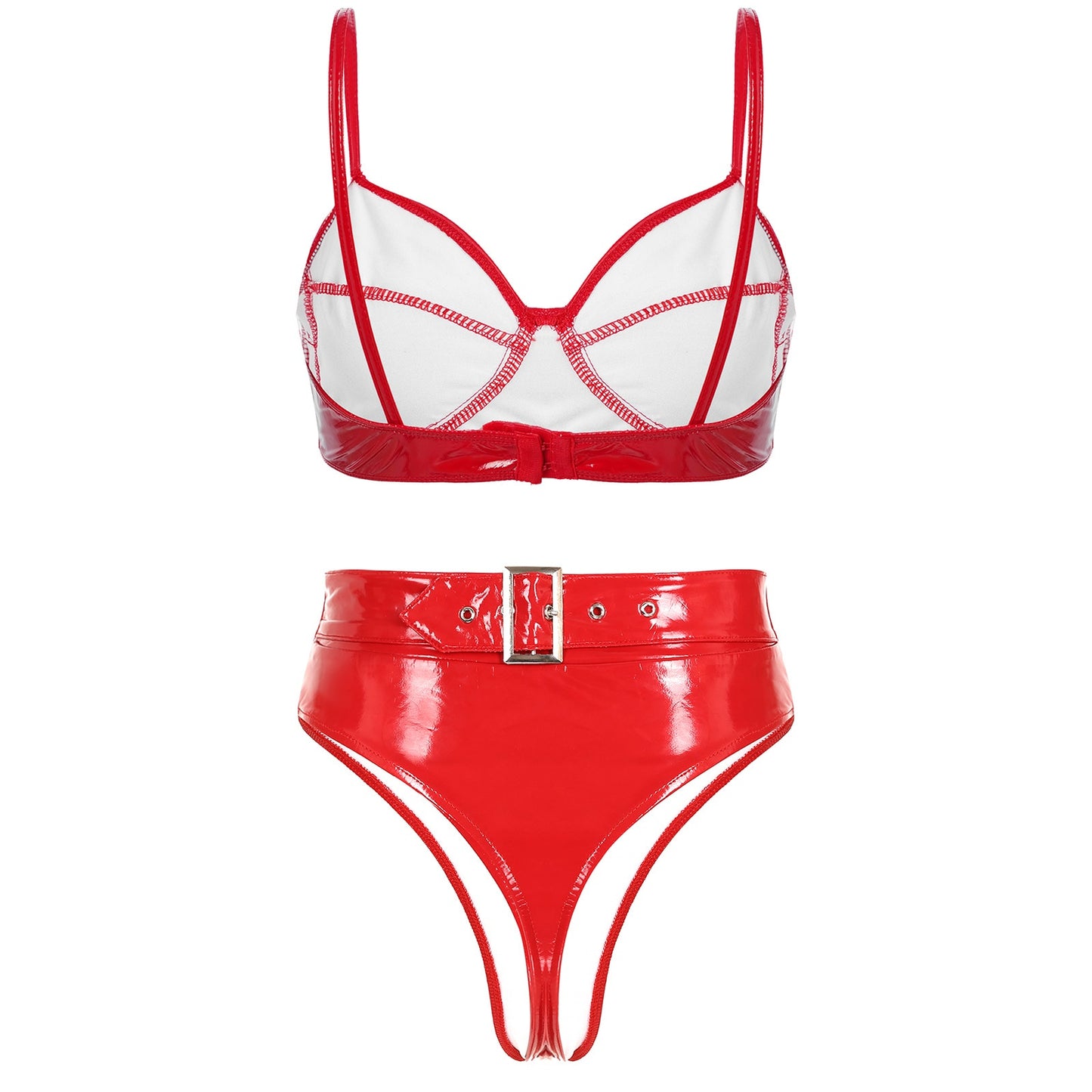 Women's Leather High Cut Party Outfit - skyjackerz