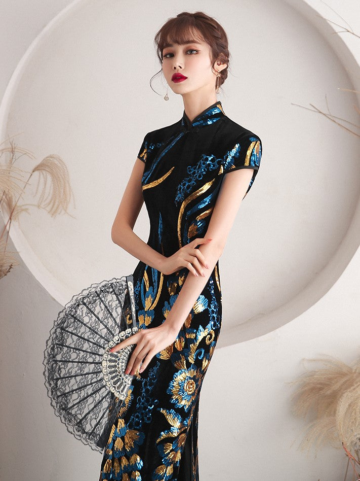 Women Catwalk Cheongsam Long Dress - skyjackerz