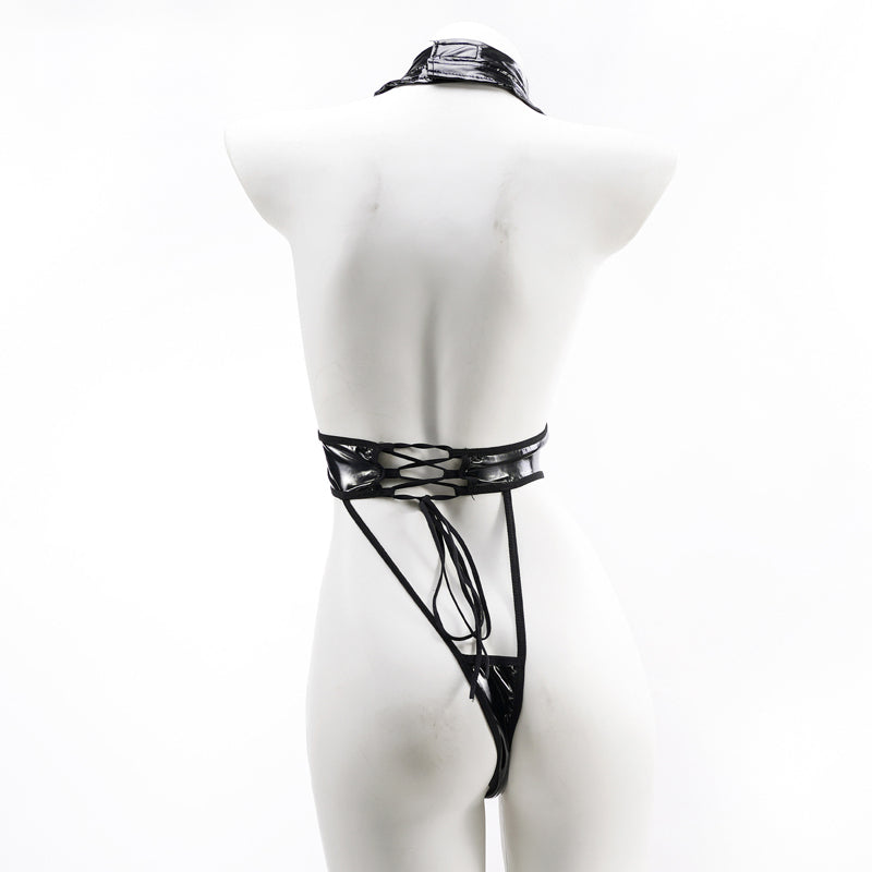 Women's Leather One-Piece Bodysuit - skyjackerz
