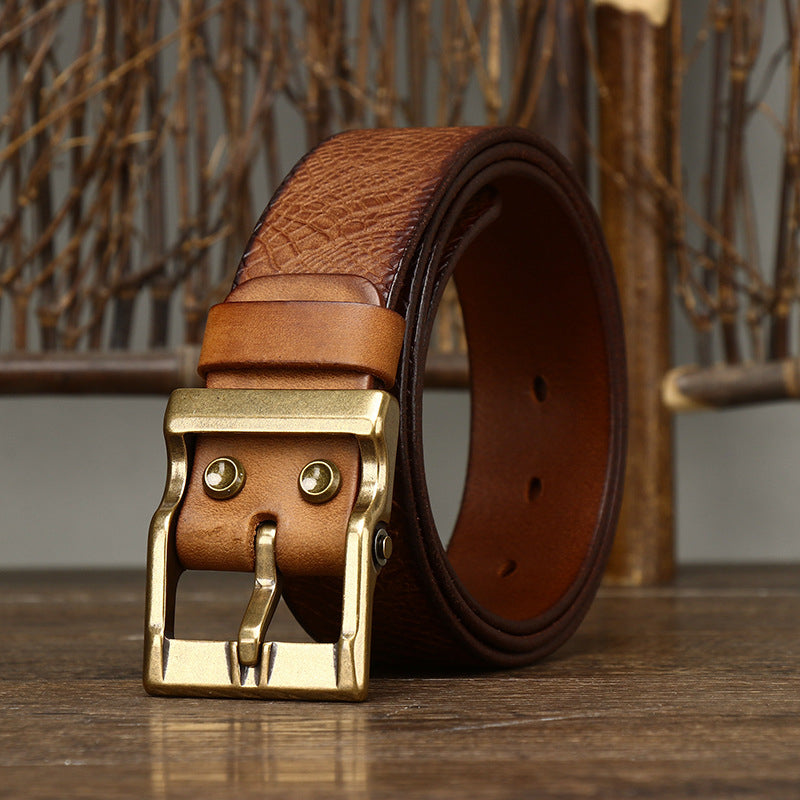 Men's Wide Leather Cowboy Belt - skyjackerz