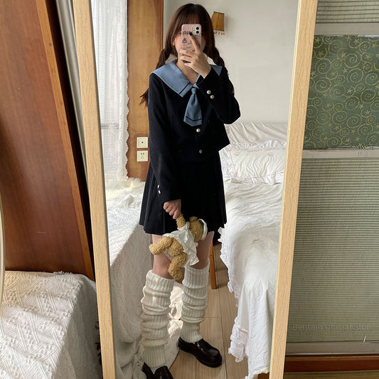 White-40cm Women's Cozy Knit Boot Stockings - skyjackerz