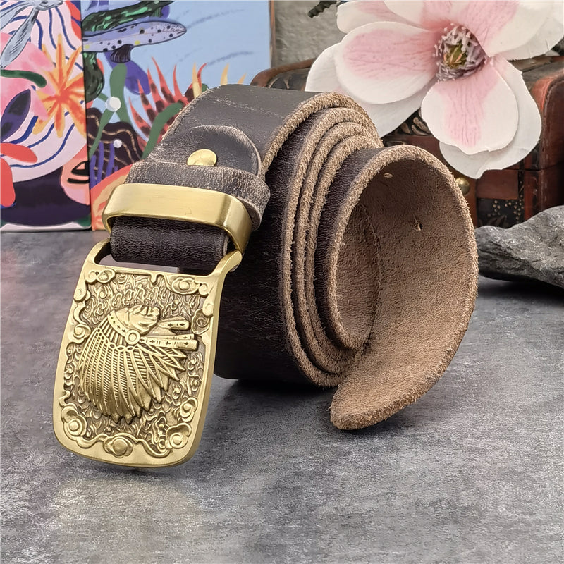 Brass Chief Cowboy Leather Belt For Men - skyjackerz