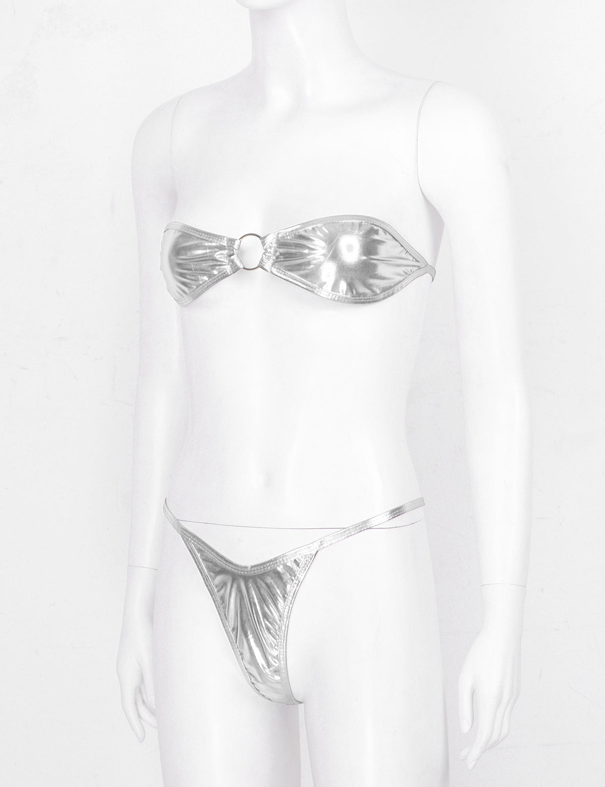 Women's Shiny Leather Bikini Set - skyjackerz