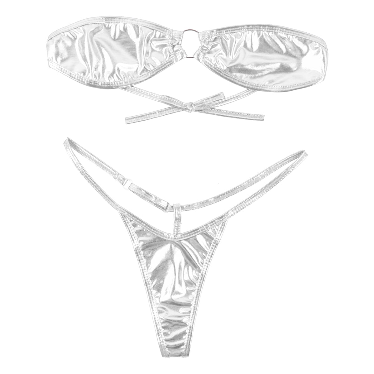Women's Shiny Leather Bikini Set - skyjackerz