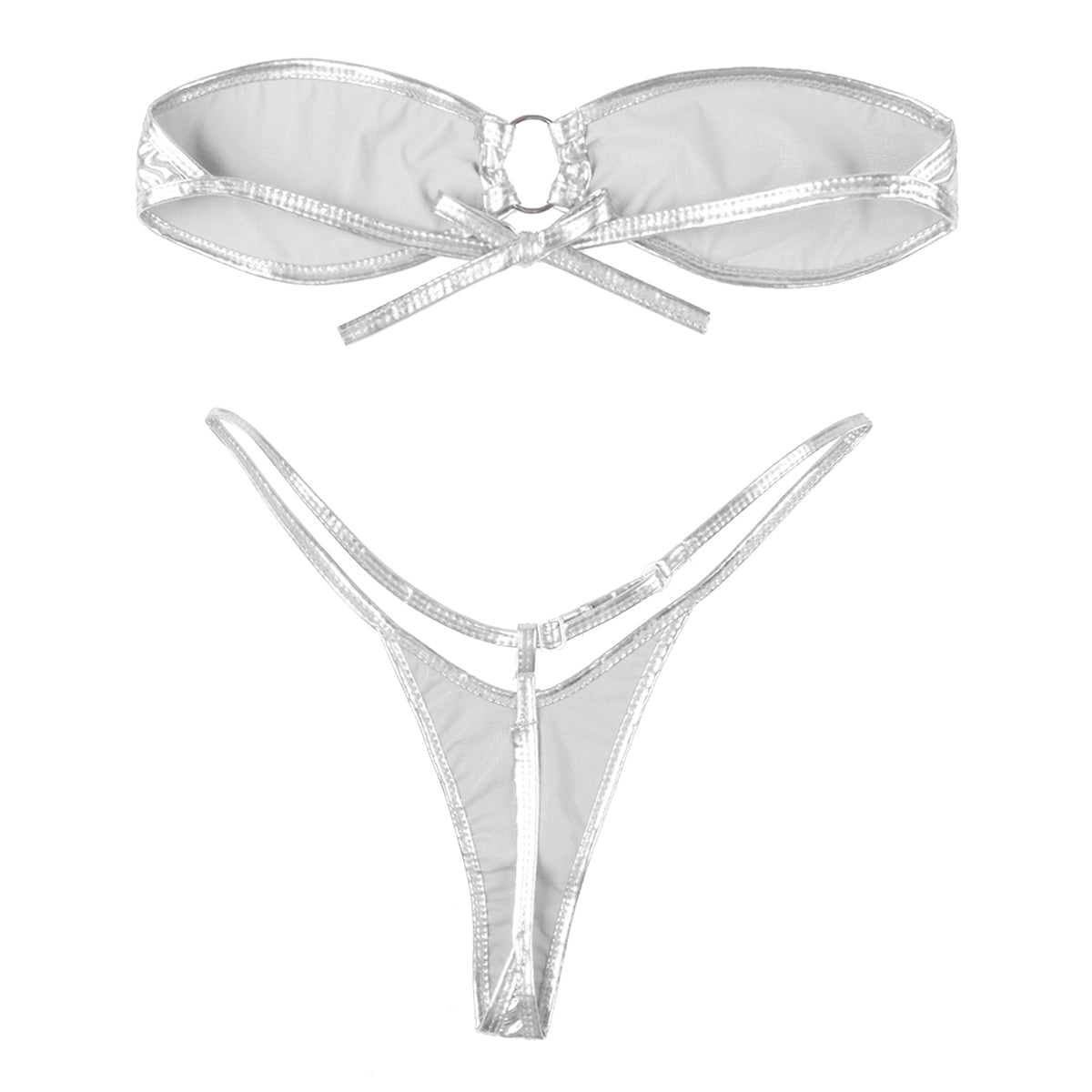 Women's Shiny Leather Bikini Set - skyjackerz