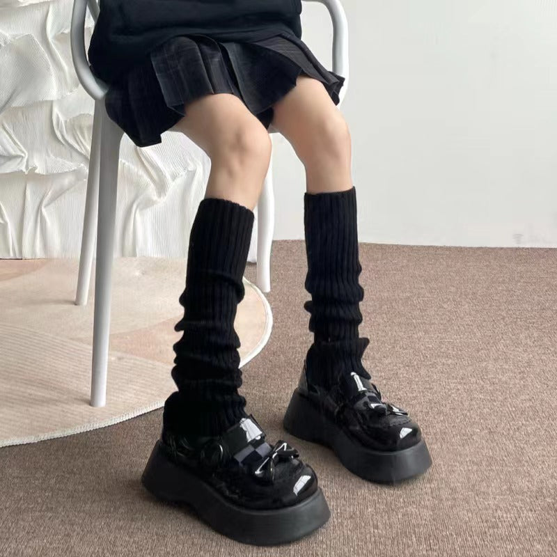 Black-40cm Women's Cozy Knit Boot Stockings - skyjackerz