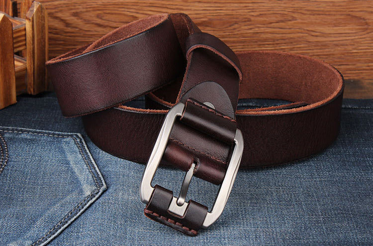 Black / 105 cm Men's Casual Belt - Natural Genuine Leather - skyjackerz