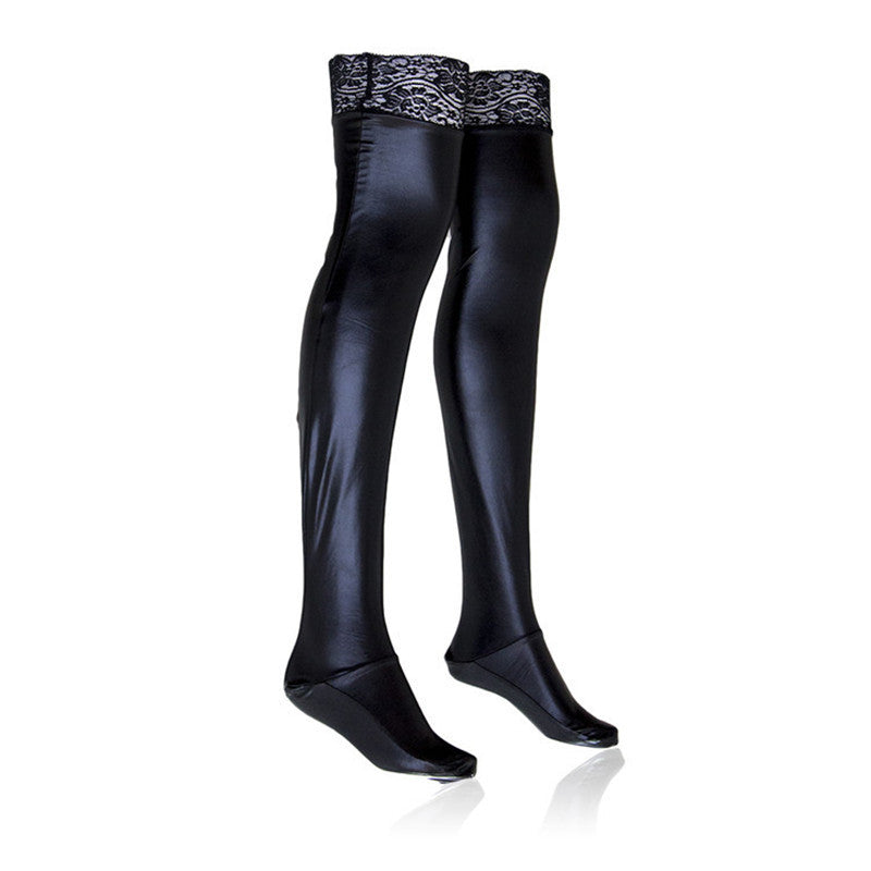 Women's Faux Leather Long Stockings - skyjackerz