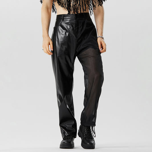 Black / M Men's Urban Chic Leather Trousers - skyjackerz