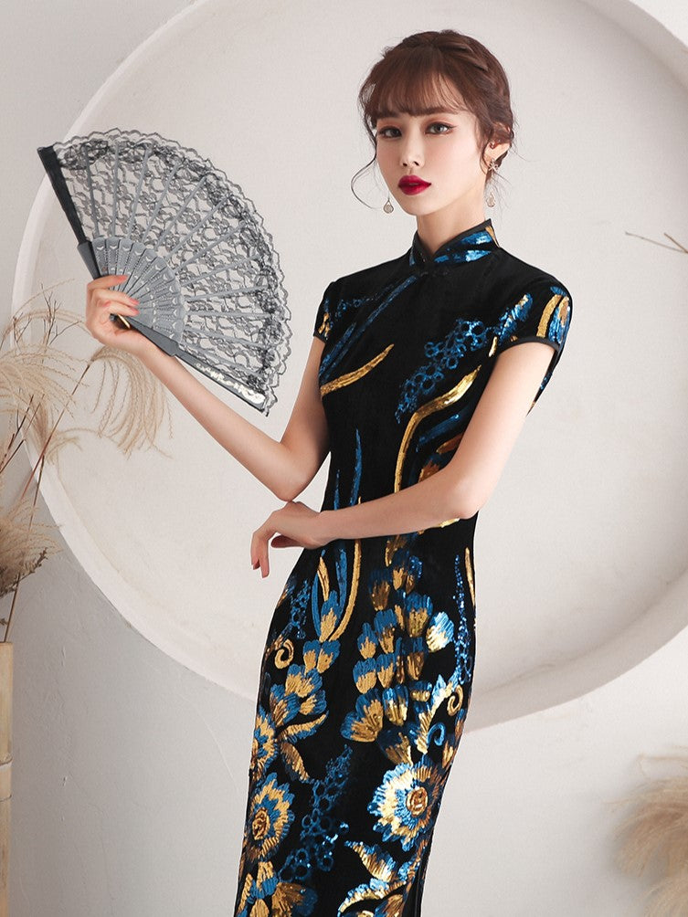 Women Catwalk Cheongsam Long Dress - skyjackerz
