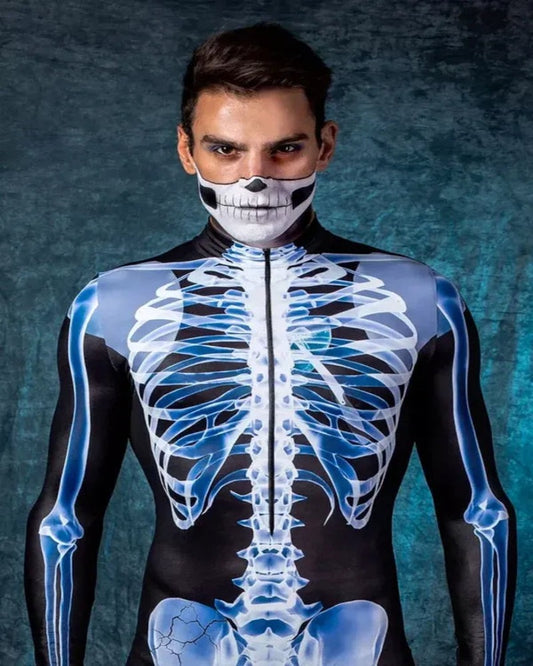 Male / M 3D Skeleton Halloween Costume - skyjackerz
