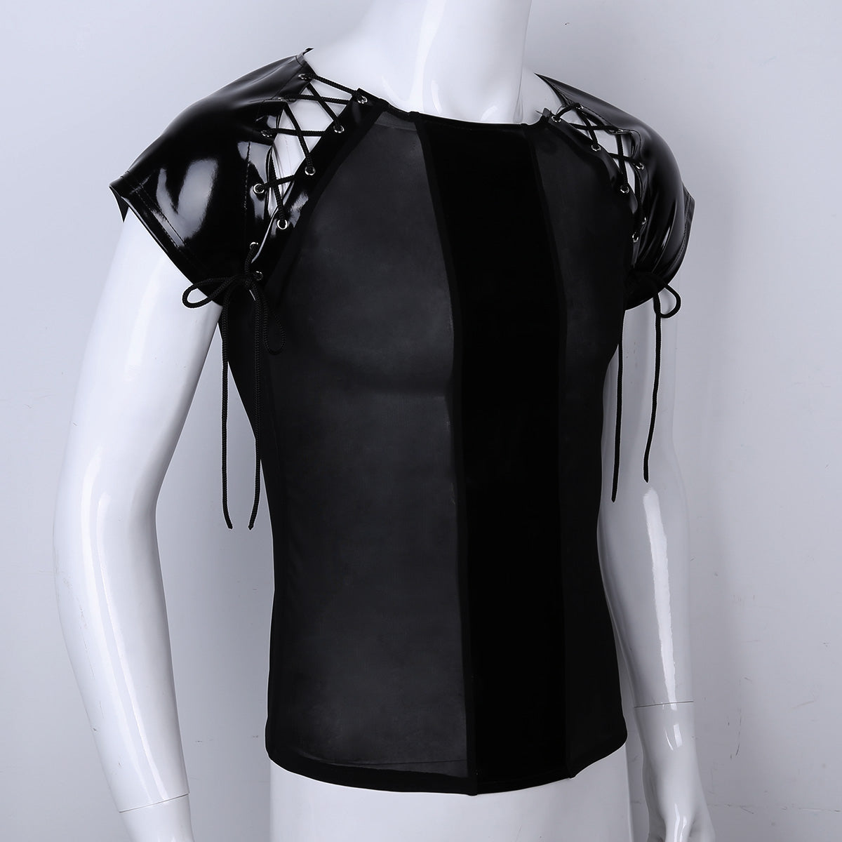 Men's Leather See Through Mesh Top - skyjackerz