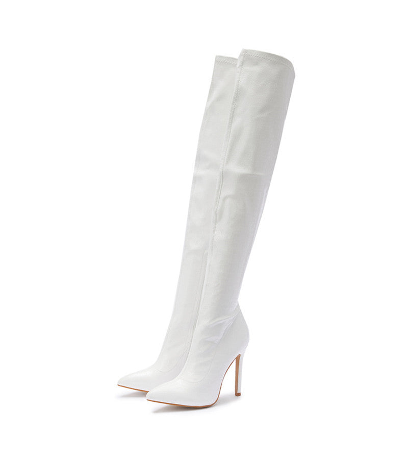 Women's Snake Print Knee-High Boots - skyjackerz