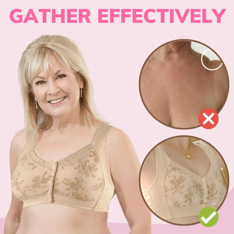 Beige / L Cotton Front Closure Bra - skyjackerz