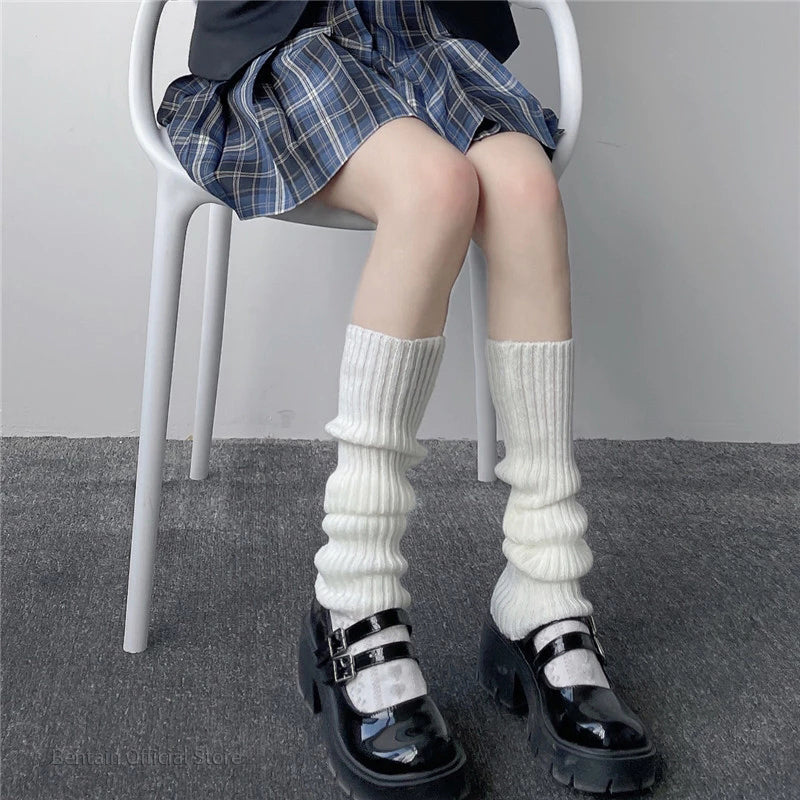White-40cm Women's Cozy Knit Boot Stockings - skyjackerz