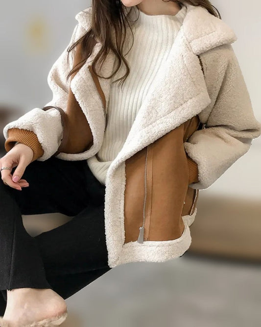 Khaki / S Women's Designer Patchwork Crop Jacket - skyjackerz